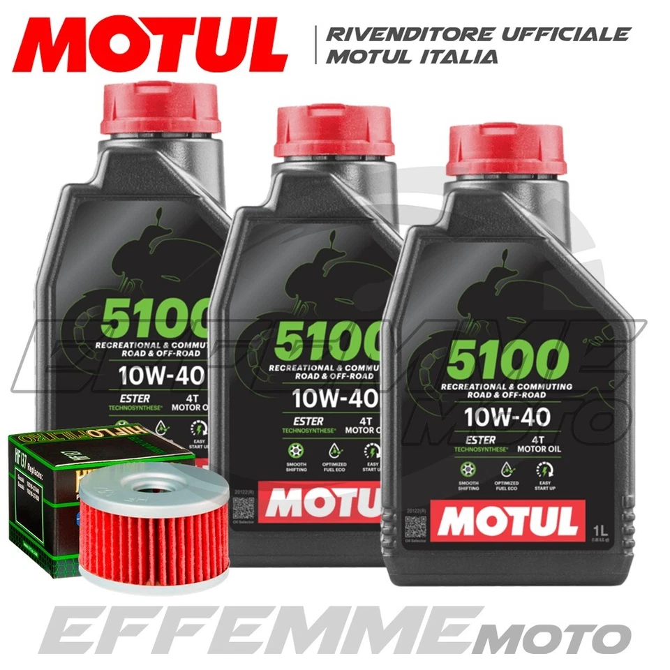 MOTUL + HIFLO Tagliando SUZUKI DR 600 Djebel 1986 1987 1988 1989 ( 3 5100 10W40 + Filtro olio)