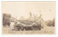 c1910 RPPC DRAFT HORSE DRAWN HAY WAGON PIONEER FARM FARMING VINTAGE POSTCARD