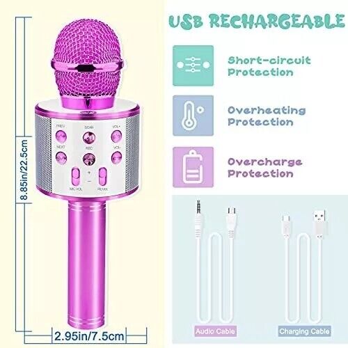 Toys for 5 6 7 8 9 10 Year Old Girls Karaoke Microphone for Kids Visit - Picture 2 of 7