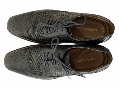 Johnston & Murphy Black Woven Wingtip Dress Shoes Men display picture 3