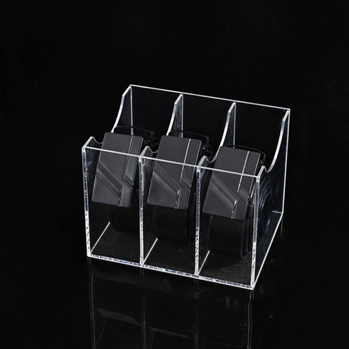 Acrylic Bow Tie Display Case 3 Grids Watches Holder Belt Storage Box Home