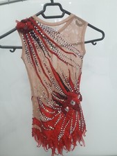 Exclusive Red Rythmic gymnastics competition leotard/ice skating with crystals