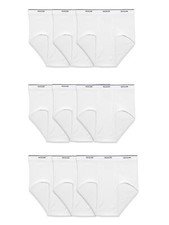 9 Pack Men's Comfortable Tag-Free 100 Cotton Classic Briefs,Small White