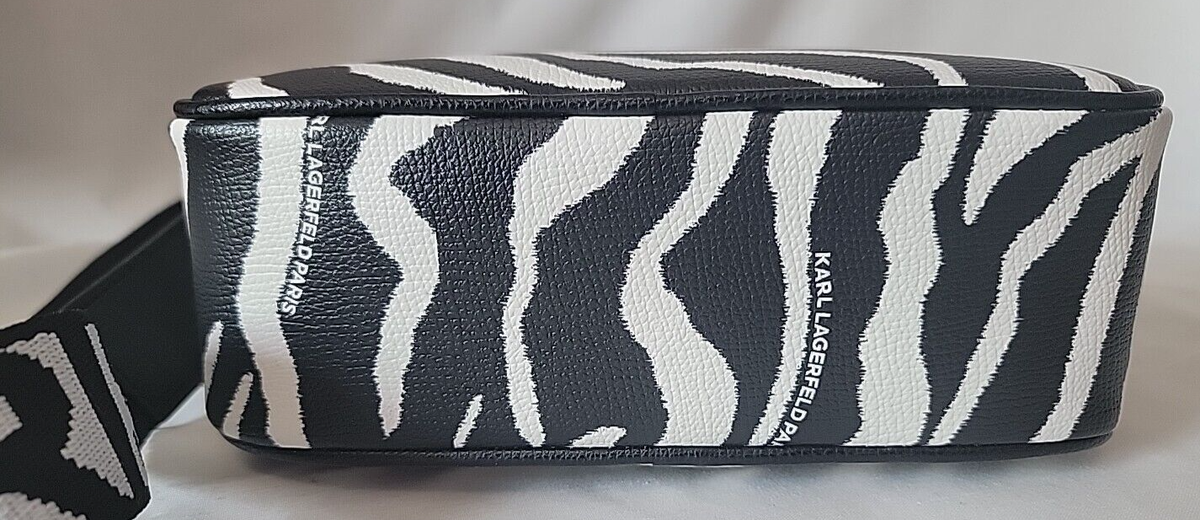 Karl Lagerfeld Zebra Striped Crossbody Duo Zip Camera Bag Karl Lagerfeld Zebra Striped Crossbody Duo Zip Camera Bag
