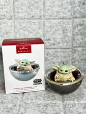 2024 Hallmark Keepsake Star Wars Mandalorian Grogu In Hovering Pram Ornament NEW