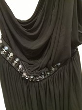 D & G DOLCE & GABBANA ONE SHOULDER DRESS BLACK BEADS DETAIL SIZE 44