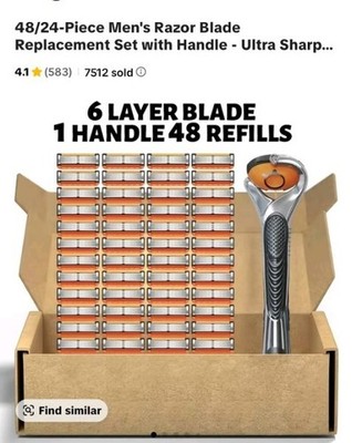 1 Handle 48 refills Razor piece men's / womens