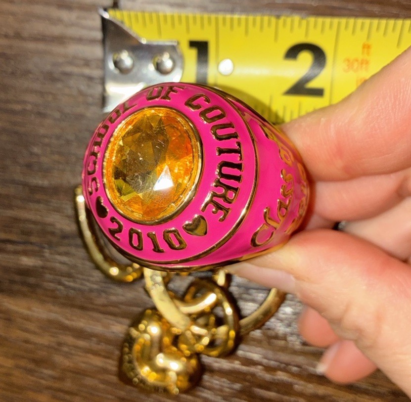 Y2K NEW Juicy Couture Pink and Gold CLASS Ring FOB Orange Gem SCHOOL OF COUTURE image 5