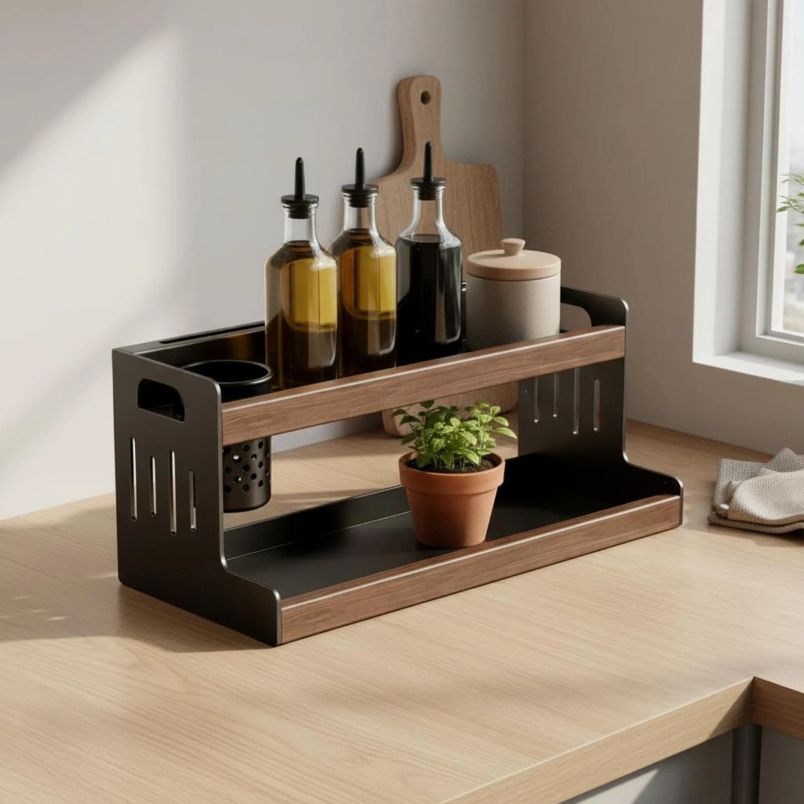 Countertop Seasoning Storage Space Saving Multi-Tier Storage Organizer