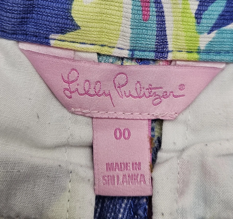 Pantalones Cortos Florales Tropicales Lilly Pulitzer Magnolia Dobladillo Vieira Rosa Para Mujer Talla 00 Foto 3 de 4