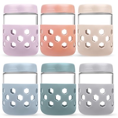 Gemice 6er Pack Glas Overnight Oats Glas mit Silikonhüllen, 500ml Overnight Oa