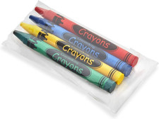 100 Bulk Crayons, 25 Individually Wrapped 4-Packs, 4 Assorted Colors