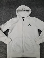 Jordan Nike Hoodie Youth Medium 10-12 Light Gray Jumpman Full Zip Sweatshirt