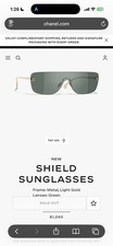 CHANEL 4293 C395/71 Shield Sunglasses Gold Green A71755 X01060 L3957 EUC