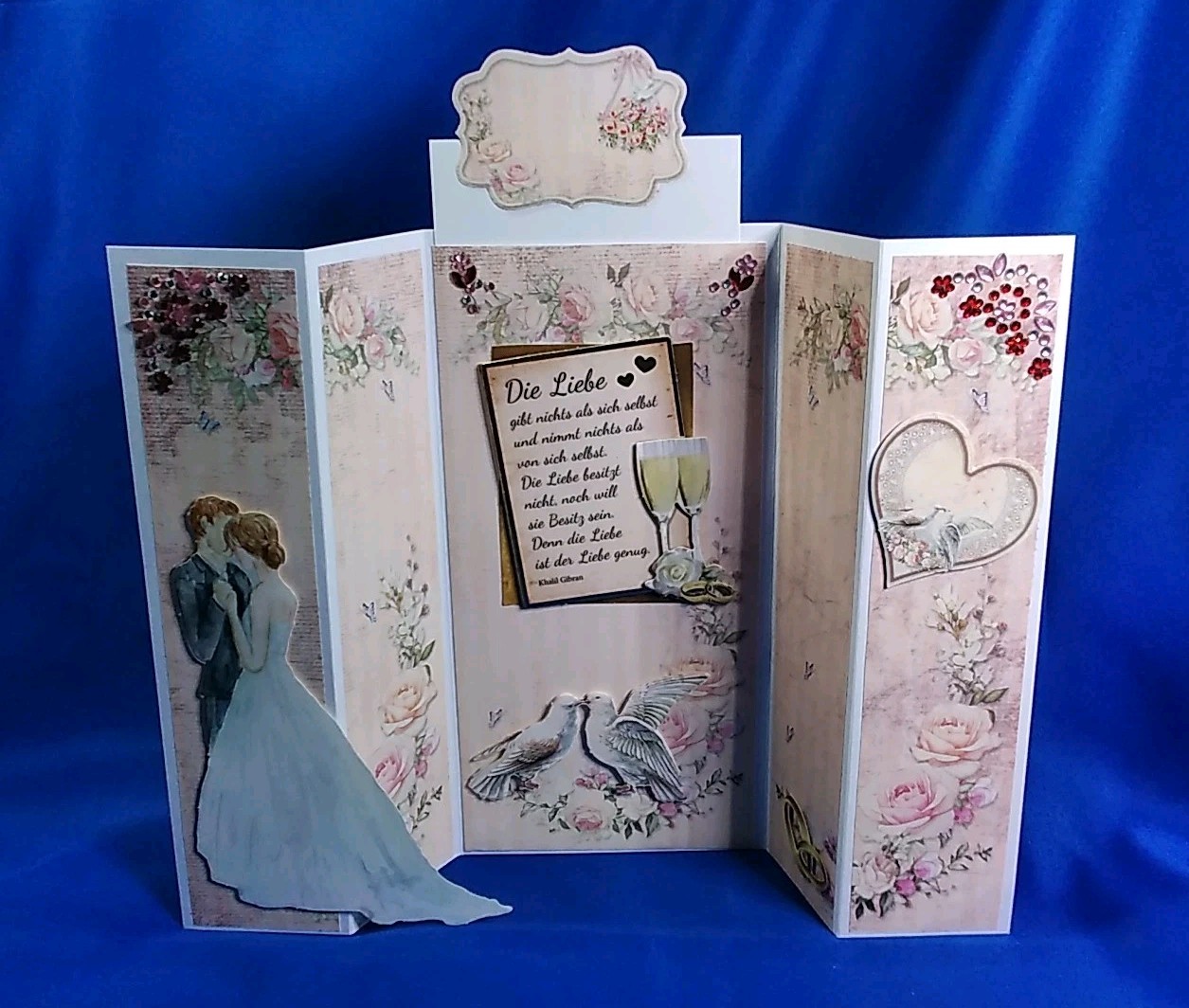 Glückwunschkarte Zur Hochzeit Aufstellkarte mit Spruch Unikat Handarbeit