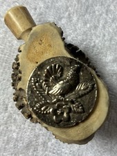 Vintage German Carved Antler Snuff Box Bird & Squirrel Motif