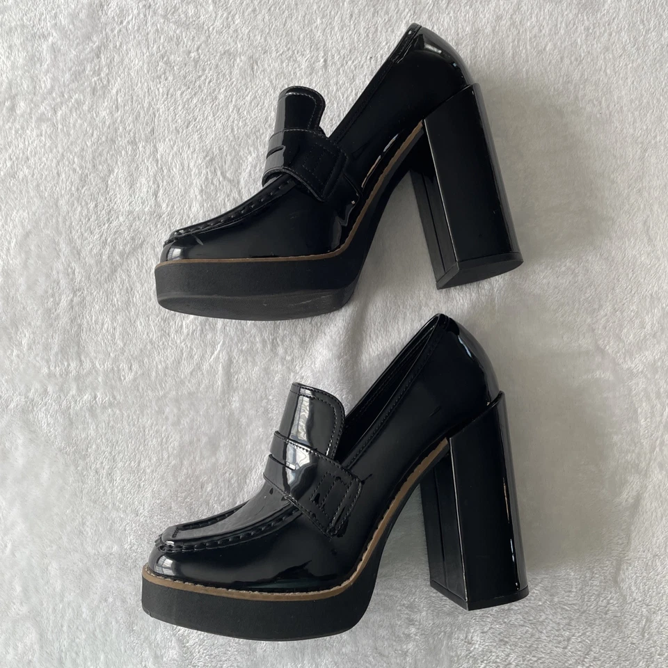 Женские лакированные туфли Steve Madden Randy размер 7,5 М искусственная кожа черные блочные каблуки - Изображение 2 из 4