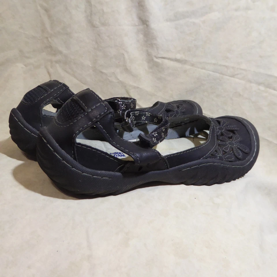 🩰 Sandalias deportivas JBU con tiras talla 10 M cuero sintético negro; detalles cosidos Foto 4 de 4