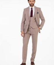 Wool Blend Two Peice Suit Light Brown Beige Occaision Wear 40 32