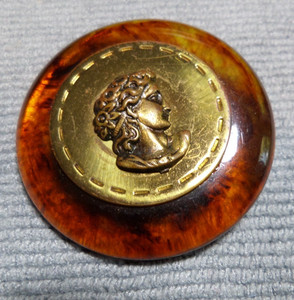 Large Antique Bakelite Lady Cameo Head Button Tested 1-15/16" Inch Root Beer