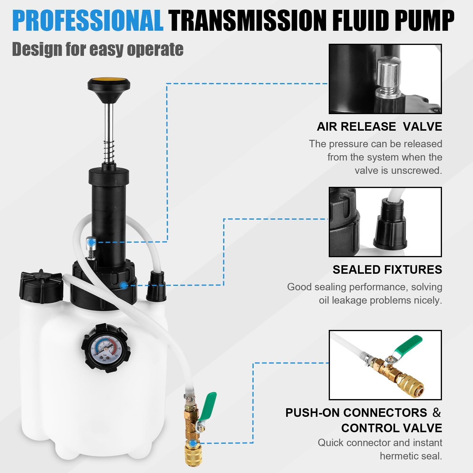 3L Transmission Fluid Pump Kit, Fluid Transfer Pump with 13PCS ATF Adapters, ...