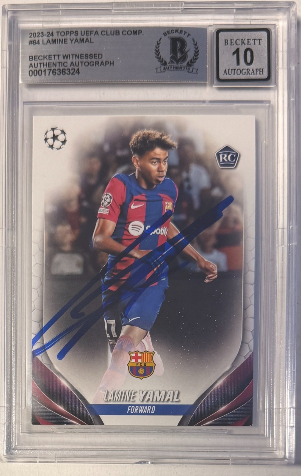 2023-24 Topps UCC #64 Lamine Yamal Signed Rookie RC Beckett BAS Auto 10 view 5