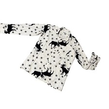 Marc Daniels Cream Black Moose Print Cotton Flannel Shirt 15.5 Made In USA