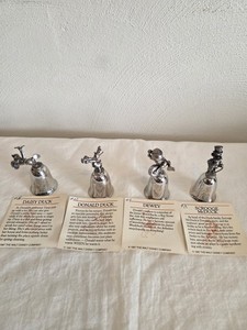 Disney NE Collectors Society Bells Donald Daisy Dewey Scrooge Silver Plated 1987