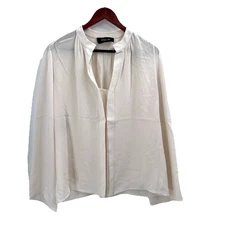 Derek Lam Ivory Silk Long Sleeve Flowy Popover Blouse Top Womens Size 12
