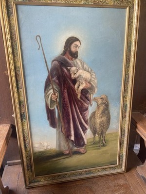 Patsy Newhouse  Grand Rapids MI Oil Painting The Good Shepard Vintage