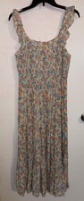 Old Navy Dress Women's Size Large Petite Floral Cottagecore Maxi Smocked EUC