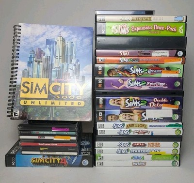 HUGE Sims PC Mac Lot Sim City 1 2 3 4 MySims Expansion Packs CD-ROM *AS IS*