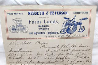 1903 Fertile Minnesota Nesseth & Peterson Bradley Plows Business Letterhead