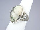 Lovely Vintage Art Deco UNCAS Sterling Silver Agate Cabochon Floral Ring Sz 5.75 — photo 5