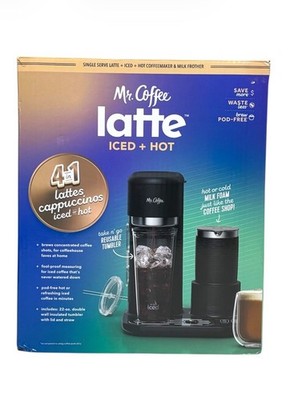 Mr. Coffee Latte Iced And Hot Coffee Maker 4-in-1 Single Serve With Milk Frother