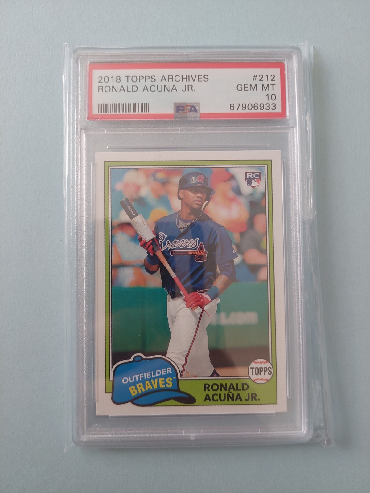2018 Topps Archives #212 Ronald Acuna Jr Braves Rookie RC PSA 10 GEM MINT