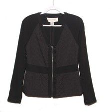 Doncaster Quilted Front Black Blazer Jacket Size 10 Zip front