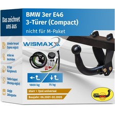 ANHÄNGERKUPPLUNG starr für BMW 3er Compact E46 01-05 +7pol E-Satz ABE