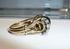 Ring Yellow Gold Cats Eye Tourmaline Cabochon Diamonds Size 5.5 Mystery Mark — photo 8