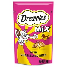16 x 60g Dreamies Mix Adult Cat Treats Cheese & Beef Cat Biscuits 960g