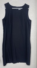 Bedford Fair Black Sleeveless Shift Dress Size 14P Petite Stretch Career Work
