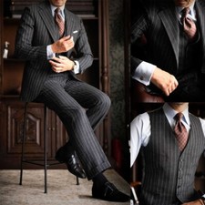 Mens Spring Striped Suits Slim Fit for Groom Wedding Formal Business Wear Custom