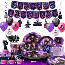 Wednesday Birthday Decorations,117pcs Wednesday Addams Party Supplies Balloons