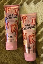 LOT OF 2 VICTORIA'S SECRET PINK ICED COCONUT 24K COCONUT BODY LOTION EACH 8 OZ