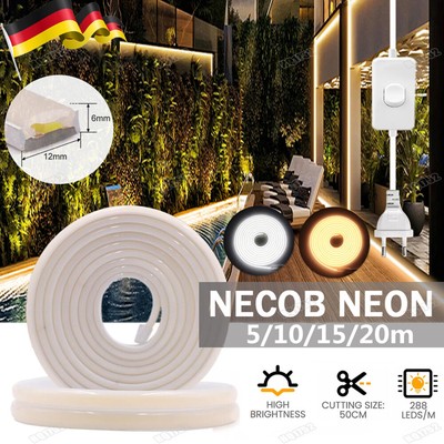 COB LED Streifen 230V 288leds/m Superhell Hohe Dichte Flex Schlauch Lichtband DE