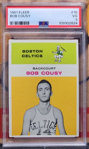 BOB COUSY 1961 Fleer Basketball #10 Graded PSA 3 VG BOSTON CELTICS HOF Vintage