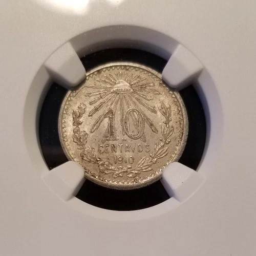 1910 M MEXICO SILVER 10 CENTAVOS NGC MS 61 SCARCE IN HIGH GRADE