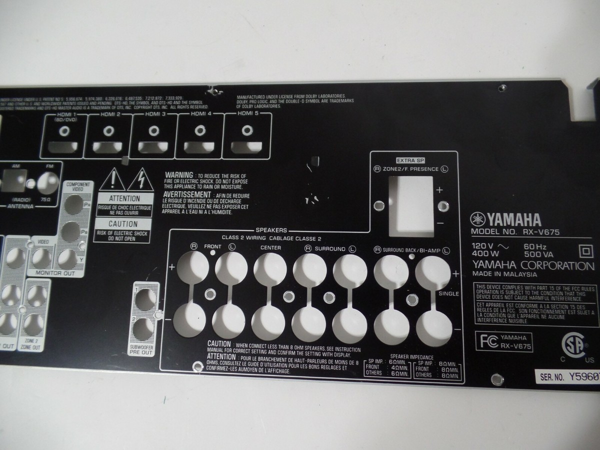 Yamaha AV Receiver RX-V675 BACK PANEL PLATE | eBay