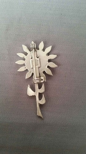 Flower Sunflower Brooch Holographic Center Silver Tone Floral Pin VTG 1 5/8" H - 第 8/8 張圖片