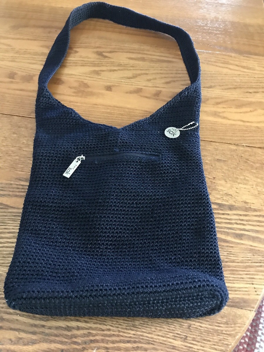 The Sak Dark Blue Crocheted Backpack The Sak Avalon Blue and Brown Crochet Convertible Backpack  main image 2
